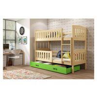 Dětská patrová postel KUBUS s úložným prostorem 90x200 cm - borovice Zelená