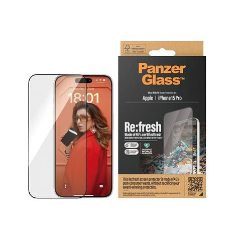 PanzerGlass Recycled Glass Apple iPhone 15 Pro s instalačním rámečkem