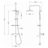 MEXEN/S KT40 vanový sloup s termostatickou baterií, chrom 779004093-00