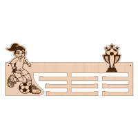 Dřevěný věšák na medaile - Dívčí fotbal Přidat text