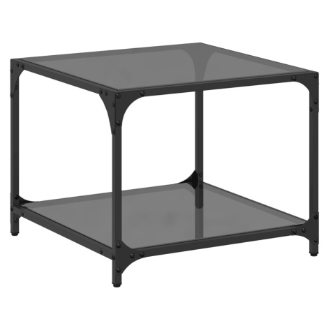 vidaXL Konferenční stolek černá skleněná deska 50 x 50 x 40 cm ocel