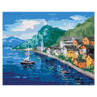 Malování podle čísel - POBŘEŽÍ U HALLSTATT V RAKOUSKU Rozměr: 80x100 cm, Rámování: vypnuté plátn