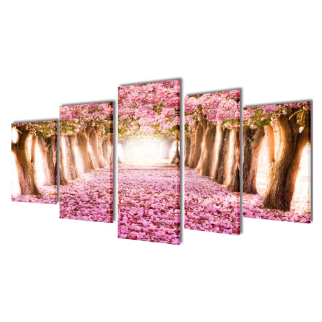 vidaXL Sada obrazů, tisk na plátně, třešňový květ, 100 x 50 cm