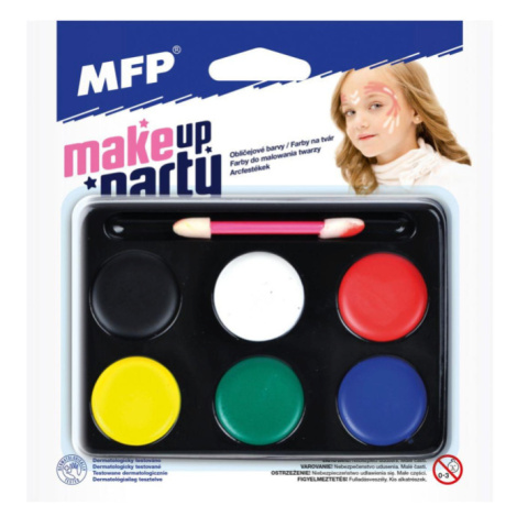 Barvy na obličej se štětečkem 6 barev na paletce na kartě 15,5x16cm