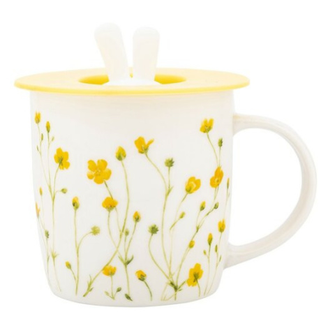 Altom Porcelánový hrnek Marigolds se silikonovým víčkem, 360 ml