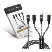 RhinoTech nabíjecí a datový kabel 3v1 USB-C (MicroUSB + Lightning + USB-C) 40W 1,2m černá Černá