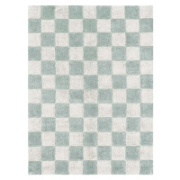 Světle modro-krémový pratelný ručně tkaný bavlněný koberec 120x160 cm Kitchen Tiles Blue Sage – 