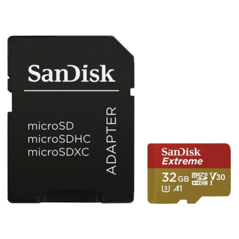 SanDisk Micro SDHC Extreme 32GB 100MB/s A1 UHS-I U3 V30 pro akční kamery + SD adaptér - SDSQXAF-