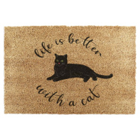 Rohožka z kokosového vlákna 40x60 cm Life Is Better With a Cat – Artsy Doormats