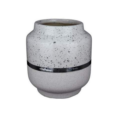 Váza kulatá úzké hrdlo keramika bílo-šedá 16cm Gilde handwerk