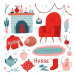 Ilustrace Vibrant Collection of hygge Christmas icons., Svetlana Shamshurina, 40 × 40 cm