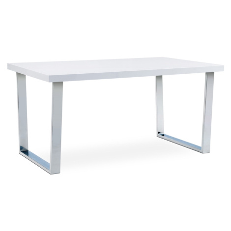 Jídelní stůl NAVOLATO II 150x90 cm, bílý lesk/chrom Autronic