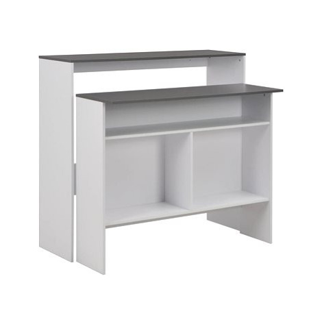 Barový stůl se 2 stolními deskami bílý a šedý 130x40x120 cm 280221 SHUMEE