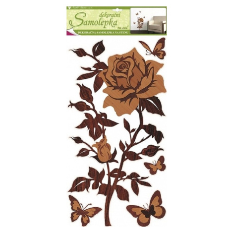 Anděl Přerov Samolepky na zeď růže s imitací dřeva, 60 x 32 cm