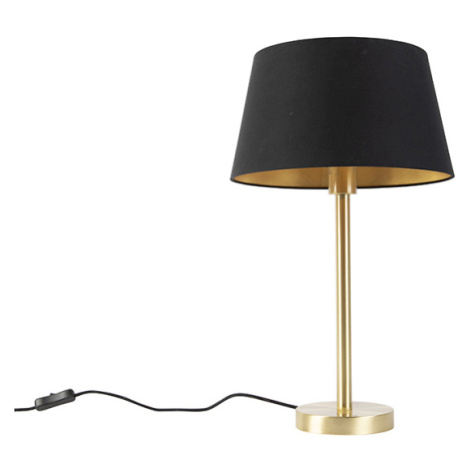 Klasická stolní lampa mosaz s černým odstínem 32 cm - Simplo QAZQA