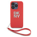 DKNY PU Leather Stack Logo Wrist Strap kryt iPhone 15 Pro růžový