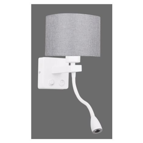 Bílá/šedá nástěnná lampa s LED čtecím světlem Polo CANDELLUX