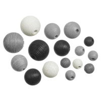 Dřevěné korálky, mix - černá, šedá, bílá (20 ks)
