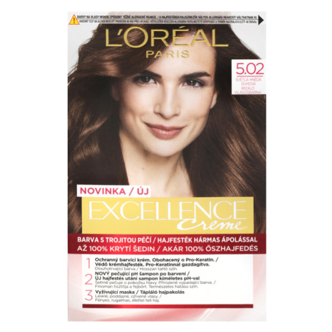 L'Oréal Paris Excellence Créme permanentní barva na vlasy 5.02 světlá hnědá duhová,72+48+12+60 m