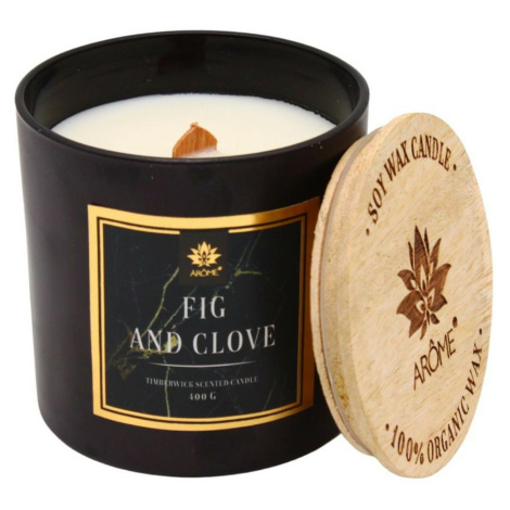 Arome Svíčka s dřevěným knotem Fig and clove, 400 g