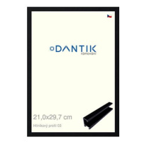 DANTIK rámeček 21 × 29,7, ALU profil 7003 Černý Florentinský sklo čiré