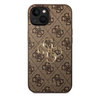 Guess PU 4G Metal Logo Zadní Kryt pro iPhone 15 Brown