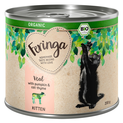 Feringa Organic Kitten 24 x 200 g - telecí s dýní a ožankou kočičí