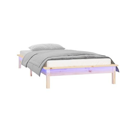 Rám postele s LED světlem 90 × 200 cm masivní dřevo, 820591 SHUMEE
