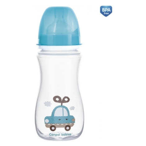 Antikoliková kojenecká lahvička se širokým hrdlem Canpol Babies Easy Start - TOYS 300 ml - modrá