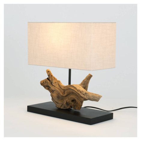 Holländer Stolní lampa Lipari, barva dřeva/béžová, výška 41 cm, len J. Holländer