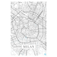 Mapa Milan white, POSTERS, 26.7x40 cm