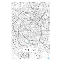 Mapa Milan white, POSTERS, 26.7 × 40 cm