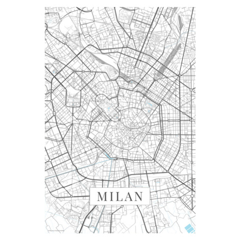 Mapa Milan white, POSTERS, (26.7 x 40 cm)