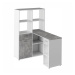 Rohový psací stůl ZONE s regálem, bílá/beton