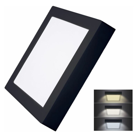 Solight LED mini panel CCT, přisazený, 18W, 1530lm, 3000K, 4000K, 6000K, čtvercový, černá barva 