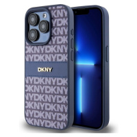 DKNY PU Leather Repeat Pattern Tonal Stripe kryt iPhone 15 Pro Max modrý