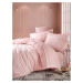 Pudrově růžové bavlněné povlečení s prostěradlem Cotton Box Elba, 200 x 220 cm