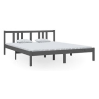 Rám postele šedý masivní dřevo 160 × 200 cm, 814896