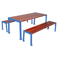PROCITY Sestava stolu a laviček Silaos®, délka 1800 mm, modrá / mahagon