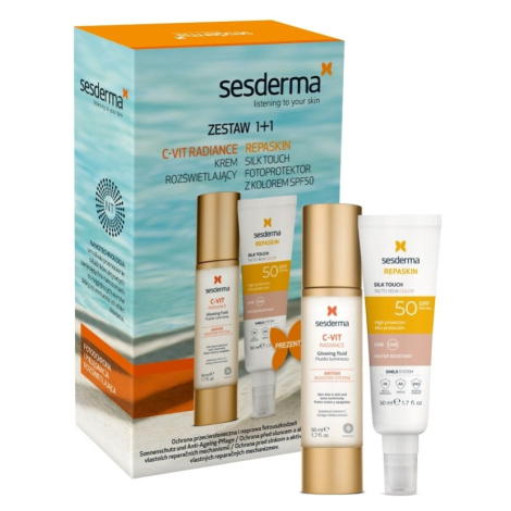 Sesderma C-VIT Radiance Jemný krém + Repaskin Tónovací krém SPF50 2 ks