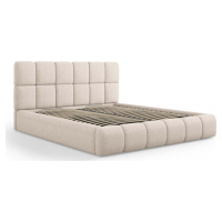 Světle hnědá čalouněná dvoulůžková postel s úložným prostorem s roštem 200x200 cm Bellis – Micad