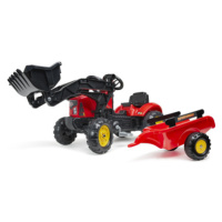 FALK Šlapací traktor 2030M Red Supercharger pedal charger s odpojitelným přívěsem