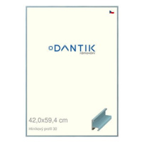 DANTIK rámeček 42 × 59,4, ALU profil 6030 Dýha barevný modrý pastel plexi čiré