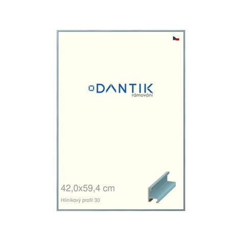 DANTIK rámeček 42 × 59,4, ALU profil 6030 Dýha barevný modrý pastel plexi čiré