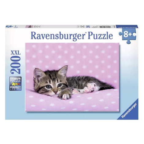 Roztomilé koťátko na růžové dece 200 dílků RAVENSBURGER