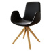 DELIFE Jídelní židle Ilia-Flex dřevěná podnož pravá kůže černá
