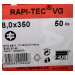 RAPI-TEC VG 8x350mm- válcová hlava, T40, žlutý / bílý, plný závit