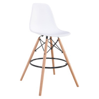 Barová židle TALCA — plast/buk/kov, bílá