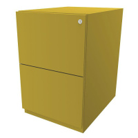 BISLEY Pojízdný kontejner Note™, se 2 kartotékami pro závěsné složky, v x š 645 x 420 mm, žlutá