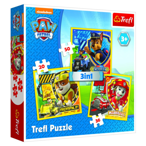 Trefl Puzzle Tlapková patrola - Marshall, Rubble a Chase 3v1 (20,36,50 dílků) - Taf Toys